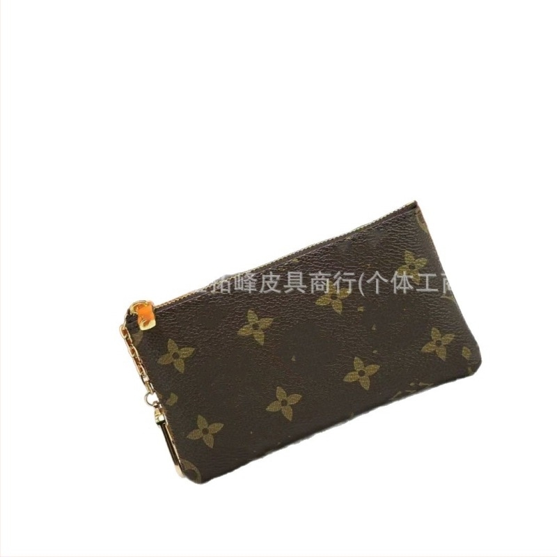 Portofel pentru monede cu fermoar, din piele naturală, unisex, imprimeu cu litere, căptușeală din piele de vită