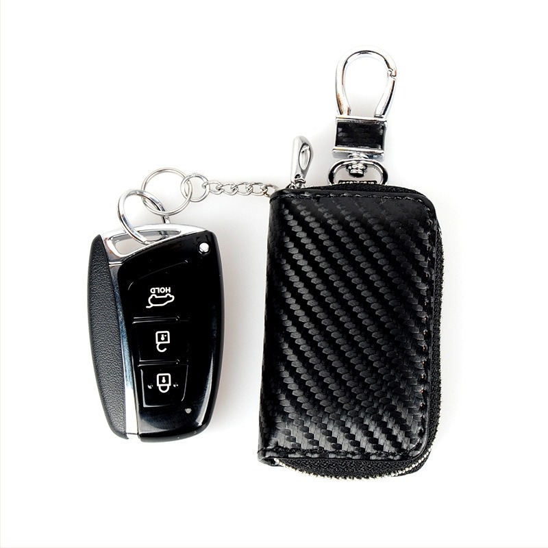 Husă pentru cheie auto Turadze T0322 - Material PU, textură carbon, stil simplu, pentru mașini General, fără personalizare.