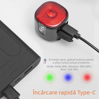 Lumină de bicicletă cu montură pe șa – SOUL TRAVEL, lampă inteligentă de frână, avertizare pentru mersul noaptea, compatibilă cu biciclete de drum și MTB.