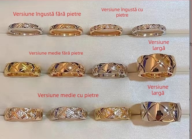 Inel Arkaden din materiale mixte, cu geometrie în formă de U și text, placat electroplătit