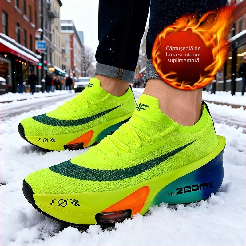 Pantofi baschet — partea superioară Flyknit, pernă de aer cu plasă dublă, placă de carbon, căptușeală din pluș artificial, unisex