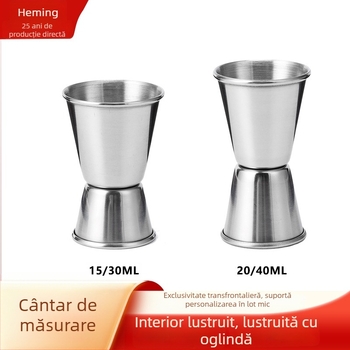Cupe de măsurare din oțel inoxidabil, cu două capete, 15/30 ml și 20/40 ml