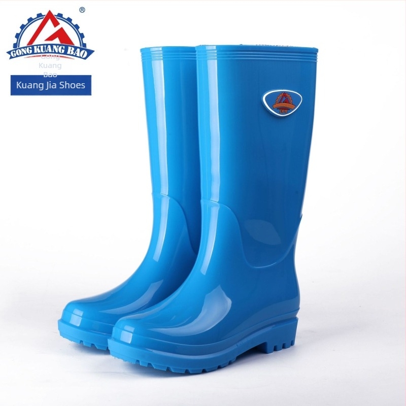 Cizme de ploaie pentru femei, partea superioară din PVC, tibie înaltă, talpă injectată într-un ansamblu unic, toc mic 1–3 cm, potrivite pentru toate anotimpurile