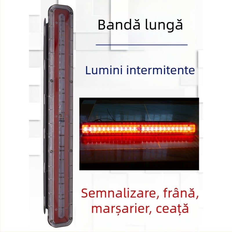 Lumină LED impermeabilă pentru camion, bandă lungă, flash, 24V, lumină de avertizare spate, lumină de frână și de mers în marșarier