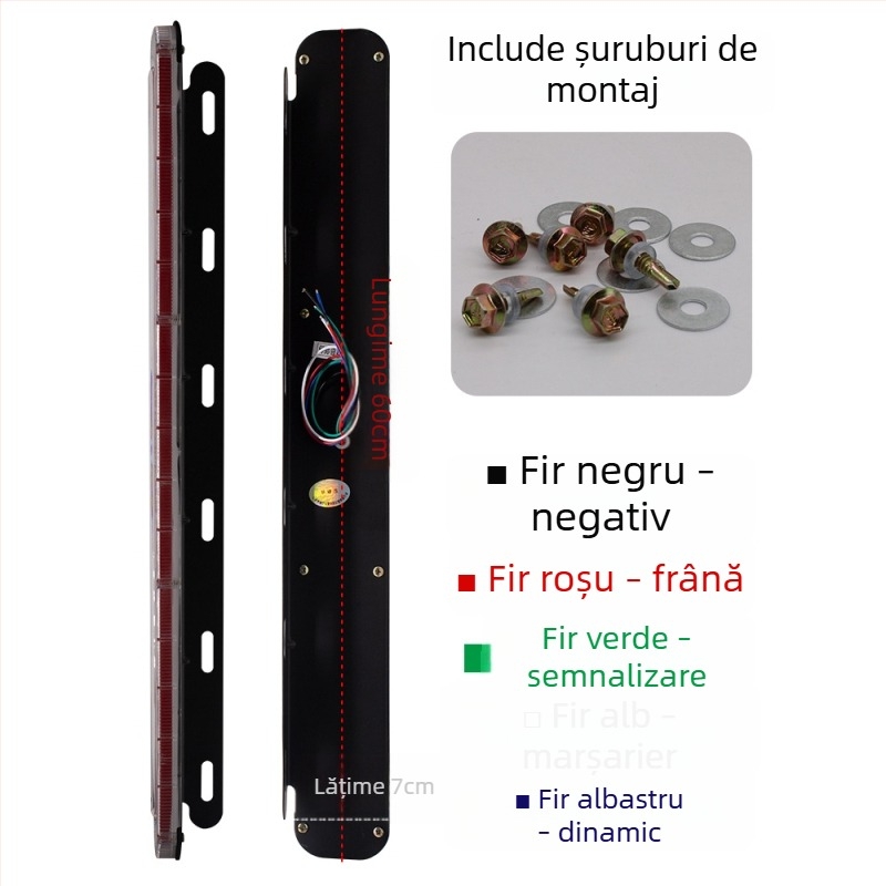 Lumină LED impermeabilă pentru camion, bandă lungă, flash, 24V, lumină de avertizare spate, lumină de frână și de mers în marșarier