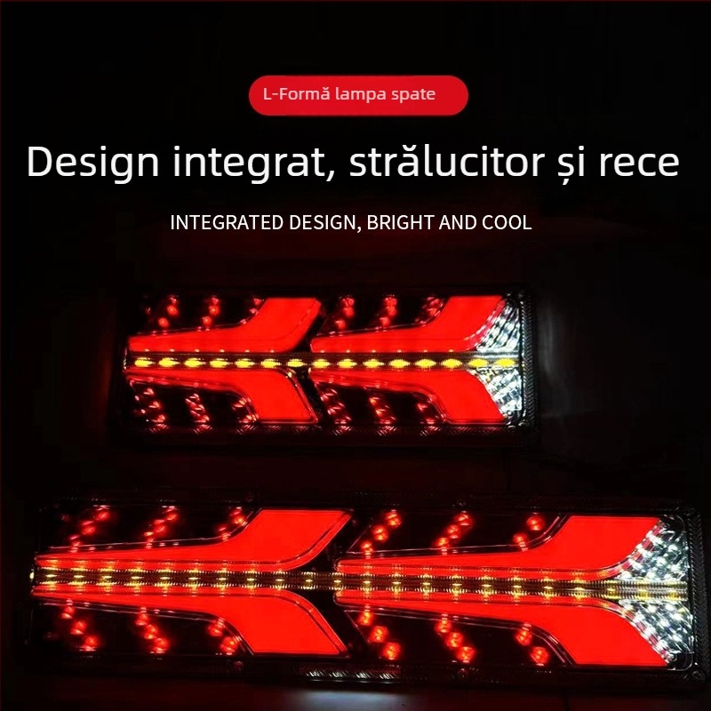 Far posterior pentru camioane Chenxiang A45 cu LED, ghid de lumină, semnal de direcție și lumină de frână, 24V (compatibil cu camioanele; procesare personalizată; durată de viață 10 ani)