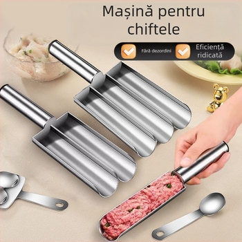 Mașină de făcut chiftele din oțel inoxidabil, cu forme pentru chiftele de pește și creveți și lingură pentru scoaterea cărnii