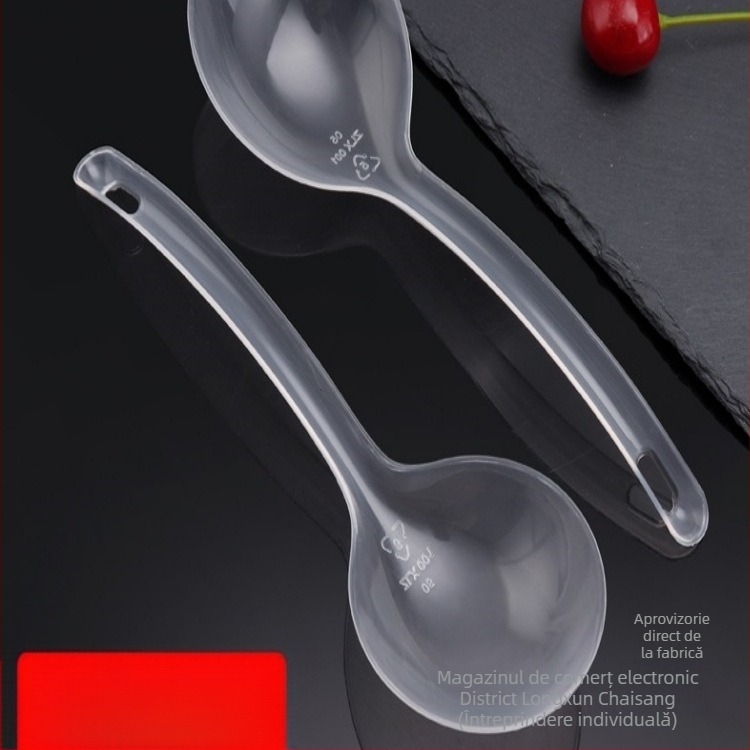 Lingură de supă de unică folosință, din plastic, mâner lung, alimentară, material PP