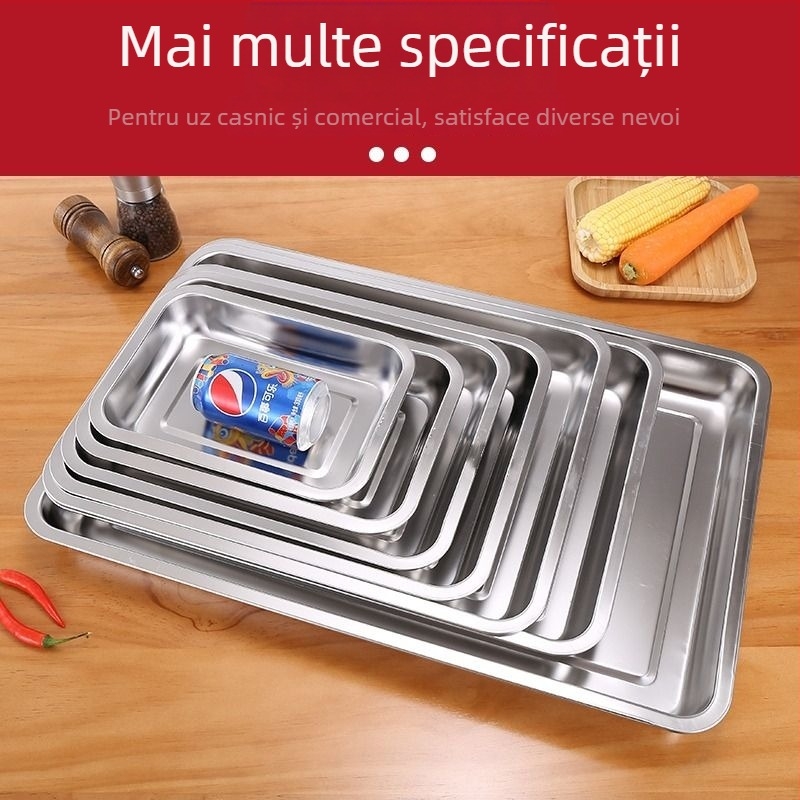 Vas dreptunghiular din oțel inoxidabil, suprafață lustruită, imprimare logo disponibilă, personalizare
