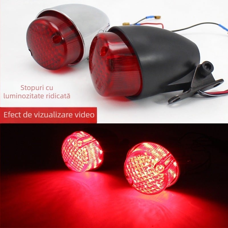 Lumină LED pentru farul spate al motocicletei, 12V, stil retro, model 2882