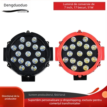 Lumină de lucru LED pentru camioane, off-road, 17 LEDuri, 51W, 220V, carcasă din plastic, durată de viață 3000h, brand Jingsheng