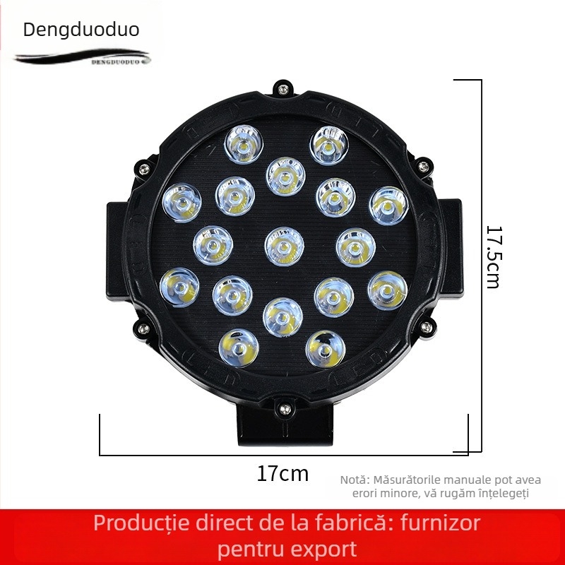 Lumină de lucru LED pentru camioane, off-road, 17 LEDuri, 51W, 220V, carcasă din plastic, durată de viață 3000h, brand Jingsheng