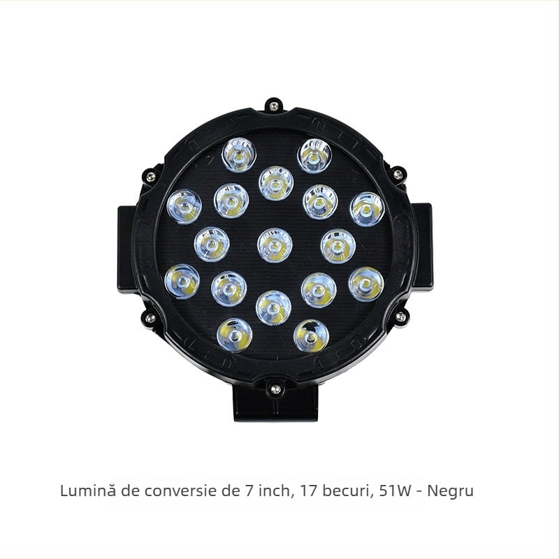 Lumină de lucru LED pentru camioane, off-road, 17 LEDuri, 51W, 220V, carcasă din plastic, durată de viață 3000h, brand Jingsheng