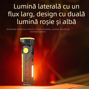 Lampa de lucru pliabilă, reîncărcabilă, cu magnet și lanternă pentru cort, COB LED 500 lm, baterie 18650, IP45