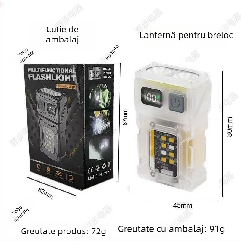 Lampă de lucru LED magnetică, portabilă, pentru reparații auto și iluminat exterior, carcasă ABS, model Dc-08, flux luminos ≤100 lm