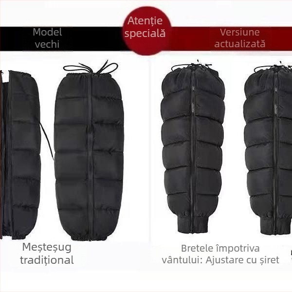 Protector pentru genunchi cu căptușeală de fleece, design gros și rezistent la vânt, pentru mersul cu motocicleta în timpul iernii, purtare în exterior