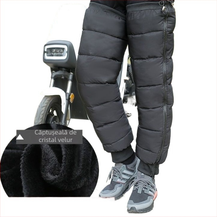 Protector pentru genunchi cu căptușeală de fleece, design gros și rezistent la vânt, pentru mersul cu motocicleta în timpul iernii, purtare în exterior
