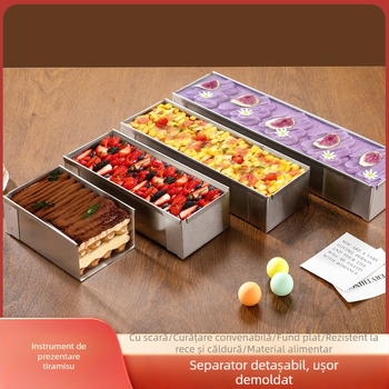 Forme dreptunghiulare din oțel inoxidabil pentru deserturi: tiramisu, pâine, mousse de brânză și prăjituri — formă fixă