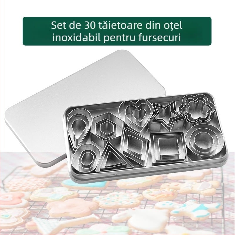 Forme pentru biscuiți din oțel inoxidabil, cu modele variate, potrivite pentru fursecuri și prăjituri