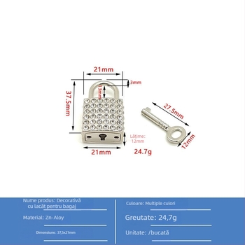 Lacăt pentru geantă - aliaj de zinc, încrustat cu diamante, anti-furt, accesorii de bagaje stil street-fashion