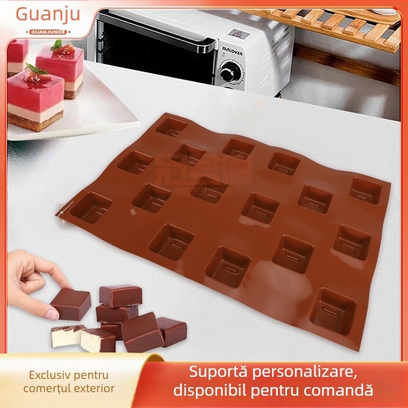 Formă pătrată din silicon pentru coacere și deserturi — pentru înghețată, jeleu, lumânări aromaterapie și săpun handmade; Material: silicon; Brand: Guan de; Stil: modern minimalist