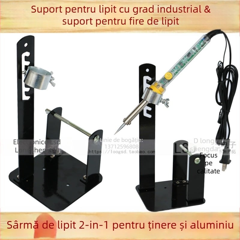 Suport pentru fier de lipit și raft pentru sârmă de lipit – construcție din metal, înălțime reglabilă