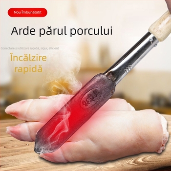 Fier de lipit electric cu mâner din lemn de marcă Wanjia, 220V, încălzire electrică, pentru îndepărtarea părului de porc
