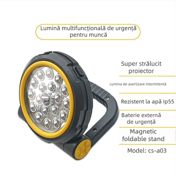 Lampa LED de urgență pentru mașină, reîncărcabilă, pentru reparații auto, 10W, 5V, 1000 lm, 6000K, model CS-A03