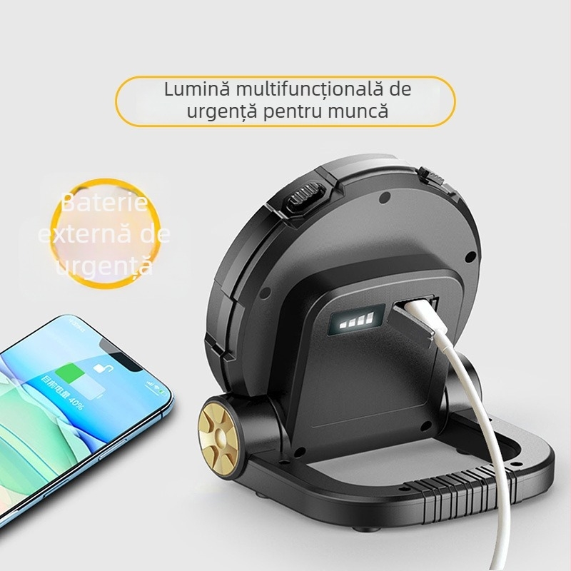 Lampa LED de urgență pentru mașină, reîncărcabilă, pentru reparații auto, 10W, 5V, 1000 lm, 6000K, model CS-A03