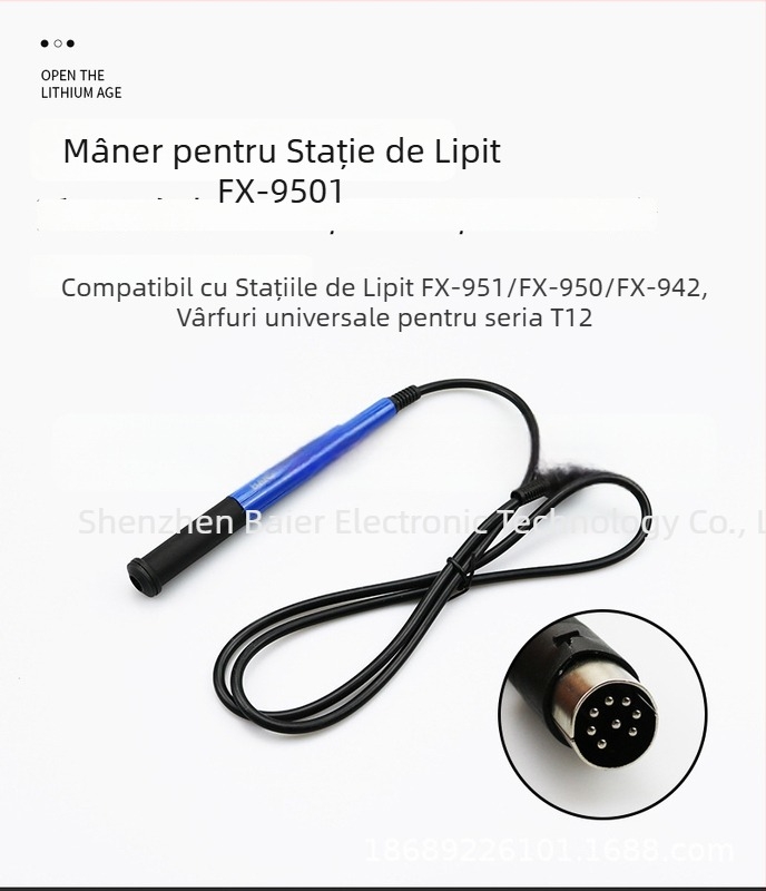 Baer mâner de lipire pentru stația 951/942/T12, mâner din silicon, încălzire electrică, compatibil cu 51/942/T12