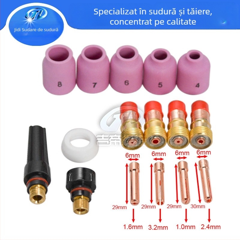 Kit accesorii TIG pentru sudură, compatibil WP17/18/26, set de 16 piese, pentru sudură cu arc argon