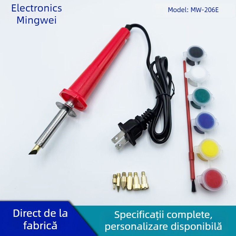 MW-206E Set pentru pyrography, gravură și sudură – fier de lipit cu încălzire externă, 220-240V, mâner din cauciuc, MINGWEI