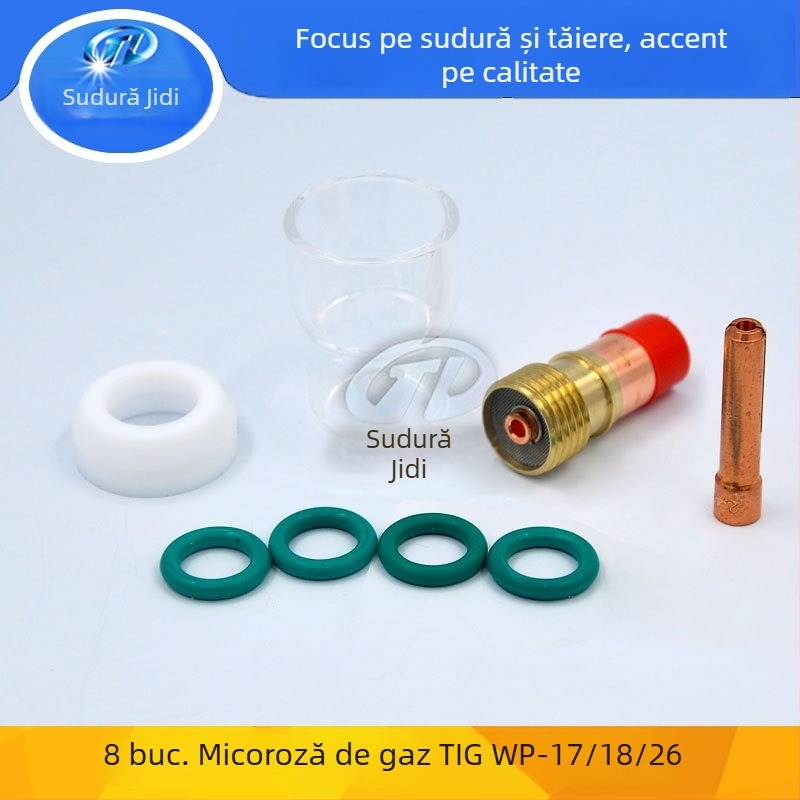 Gidi set accesorii pentru sudură cu arc argon, lentilă de gaz 12#, 8 buc., compatibil WP17/18/26