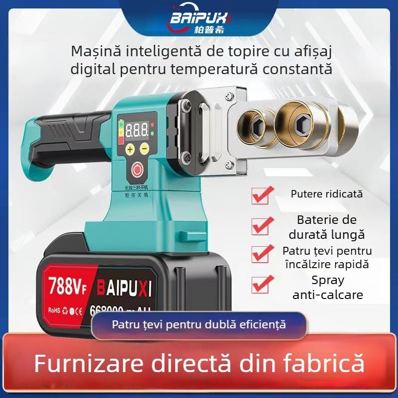 Mașină de sudură prin topire reîncărcabilă, fără fir, pentru conducte PPR, 12A, 280W, unealtă pentru sudare a plasticelor pentru uz casnic