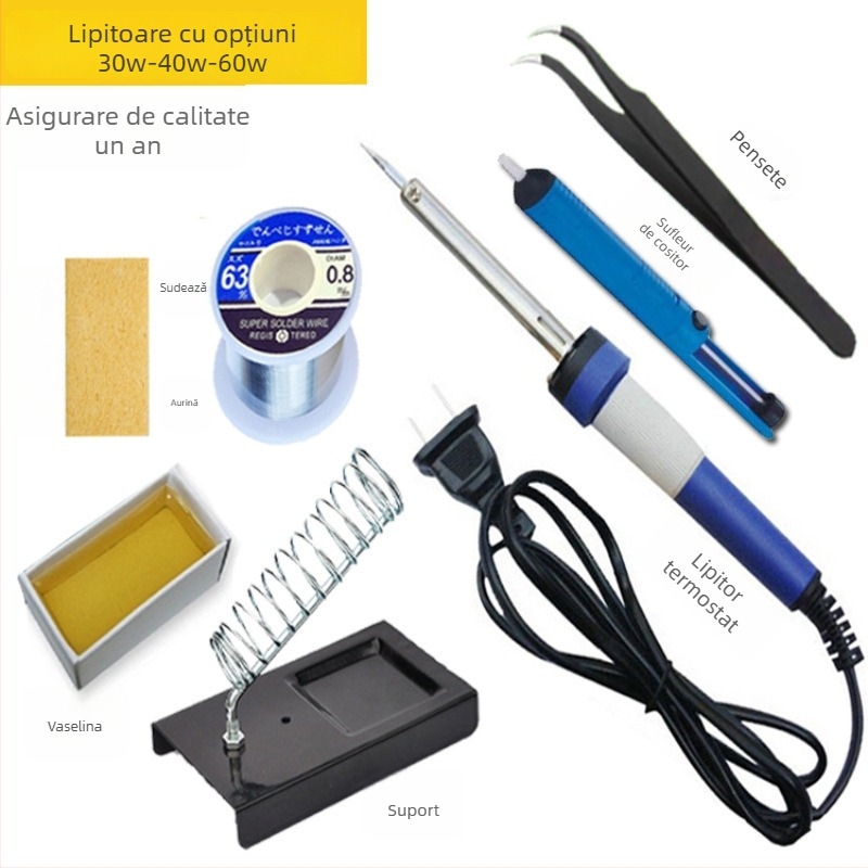 Set de fier de lipit electric cu temperatură constantă, pentru acasă și la școală