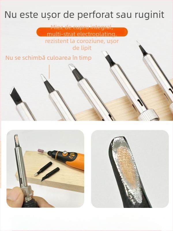 Fier de lipit electric pentru uz casnic – set profesional cu vârfuri înlocuibile și vârf cromat
