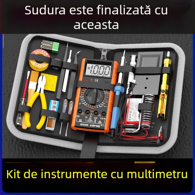 Kit profesional: multimetr și fier de lipit cu cutie de scule, control al temperaturii constante pentru reparații electronice acasă și pentru studenți — Ye xuan
