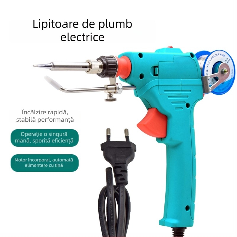 Sol pistolă electrică de lipit cu alimentare automată – încălzire rapidă, temperatură constantă, protecție anti-oxidare, mâner din cauciuc, vârfuri din cupru
