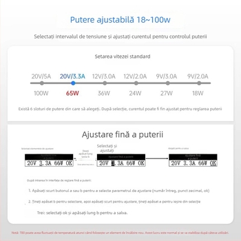 Stație inteligentă de lipit T80/T80P, 100W, portabilă, temperatură constantă, vârfuri C245/C210