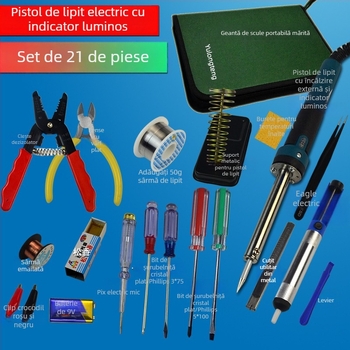 Set de unelte cu 23 de piese: multimetrul și fier de lipit cu temperatură reglabilă pentru reparații electronice la domiciliu