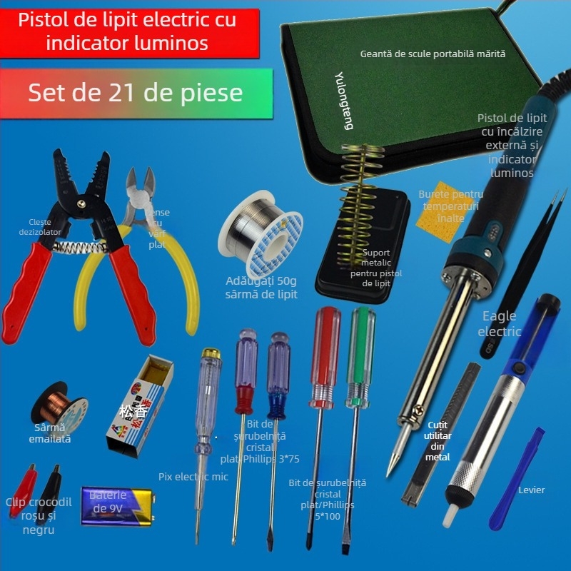 Set de unelte cu 23 de piese: multimetrul și fier de lipit cu temperatură reglabilă pentru reparații electronice la domiciliu