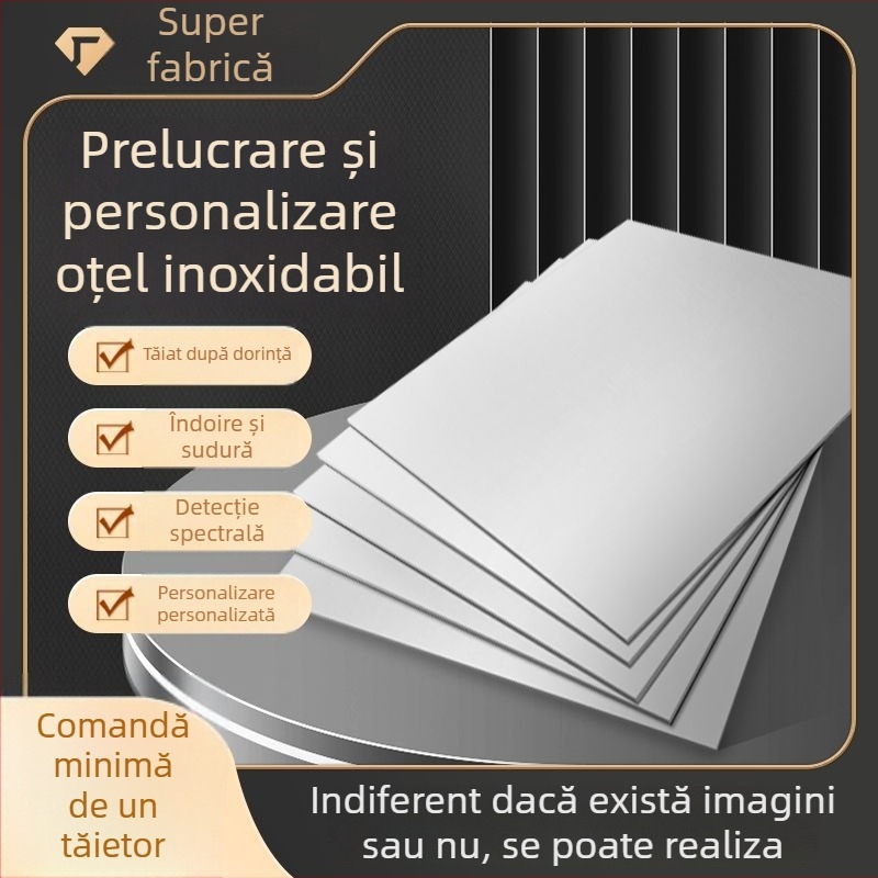 Placǎ din oțel inoxidabil 304, tăiatǎ cu laser, laminare la rece, finisaj 2B, personalizare disponibilă