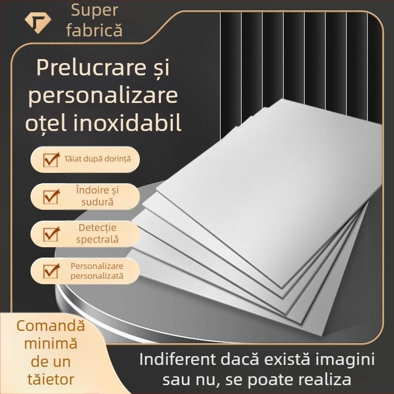 Placǎ din oțel inoxidabil 304, tăiatǎ cu laser, laminare la rece, finisaj 2B, personalizare disponibilă