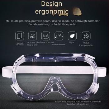 Ochelari de protecție pentru sudură, curea elastică, PVC+PC construcție, transmisie HD, protecție praf și impact (Model: ochelari cu design cu patru noduri; Material: PVC+PC; Curea: elastic; Transmisie: HD; Funcții: praf și impact)