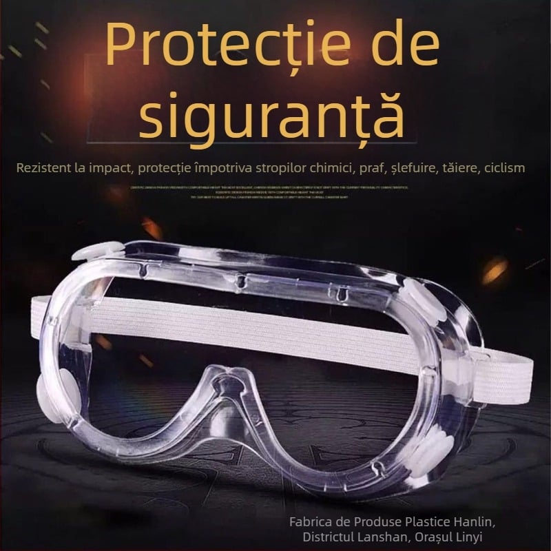 Ochelari de protecție pentru sudură, curea elastică, PVC+PC construcție, transmisie HD, protecție praf și impact (Model: ochelari cu design cu patru noduri; Material: PVC+PC; Curea: elastic; Transmisie: HD; Funcții: praf și impact)