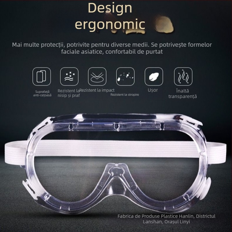Ochelari de protecție pentru sudură, curea elastică, PVC+PC construcție, transmisie HD, protecție praf și impact (Model: ochelari cu design cu patru noduri; Material: PVC+PC; Curea: elastic; Transmisie: HD; Funcții: praf și impact)