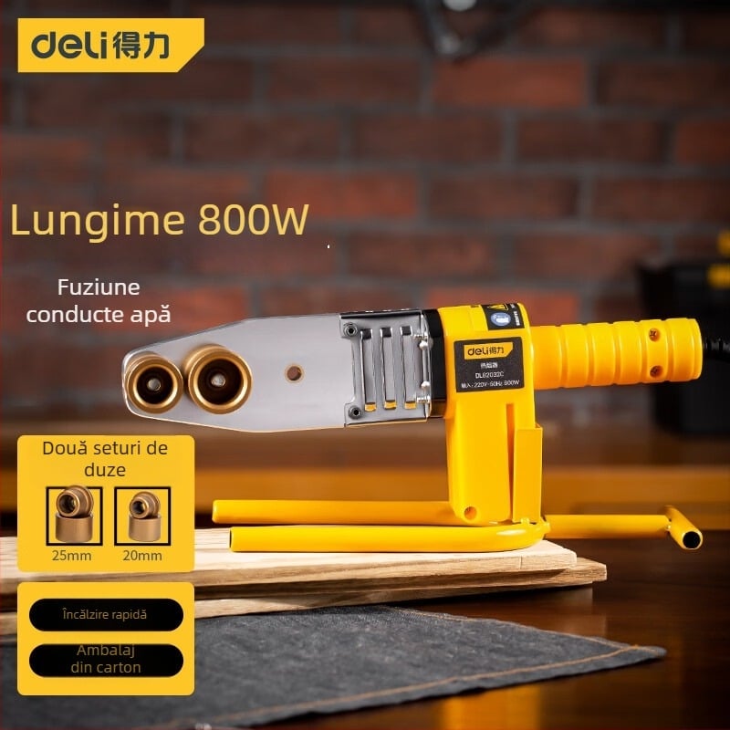 Mașină electronică de sudură prin topire la temperatură constantă pentru țevi PPR, capete duale 20/25, 800W, 220V, model DL82032C