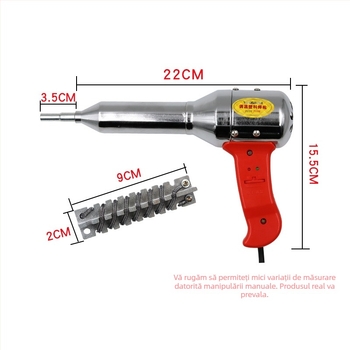 Pistol cu aer cald cu termostat pentru sudarea plasticului, 700W, control electronic al temperaturii, temperatură reglabilă, 220V