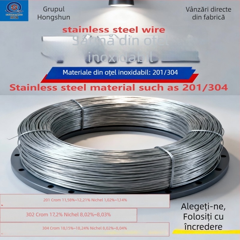 Fir din oțel inoxidabil (201/302/304), finisaj lucios; fir moale, fir dur sau sârmă cu un singur fir; personalizabil