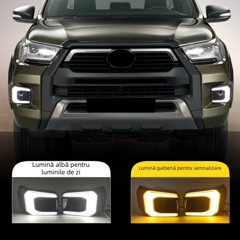Far de ceață cu lumini de zi pentru Toyota Hilux Revo 20-22, ABS+LED, 8W, 12V, 800LM, IP67